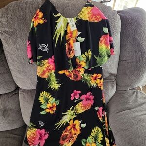 Tropical Floral Black Dress NWT